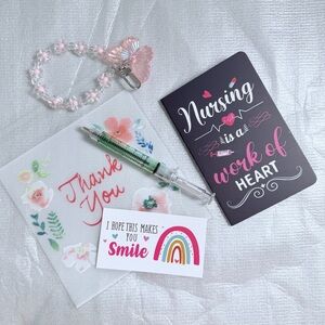 Nurse 5 Gifts Bags Mini Pocket Notepads, Pens, Key Charm